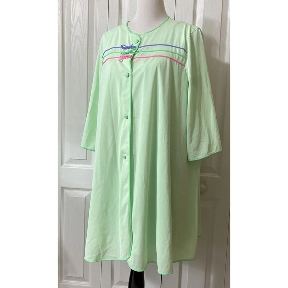Vintage 2 Pc Lorraine Green Nylon Babydoll Nightgown and Robe Peignoir - Picture 14 of 16